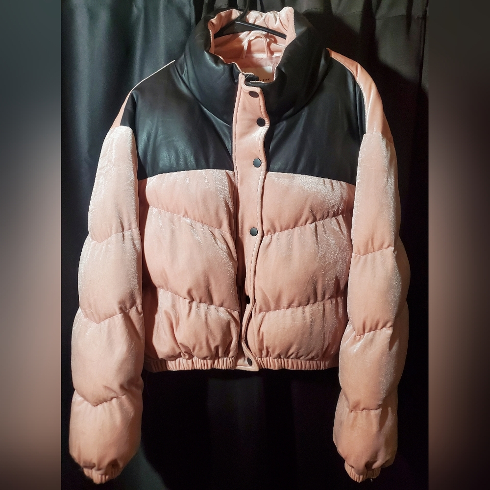 Celebrity Pink Puffer Jacket in Pink and Black